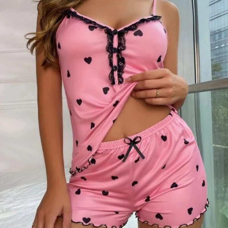 V-Neck Summer Pajama Set – Sleeveless Top & Shorts | Liraz